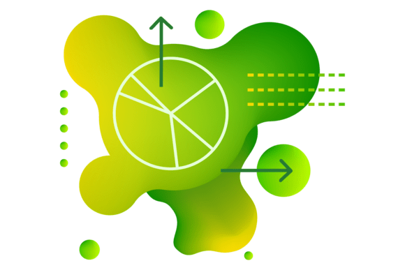 Bubble Fluid Gradient with Pie Chart Inf for Modern Branding