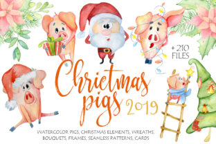 Christmas Cute Pigs Collection: A Playful Graphic Asset for Holiday Content
