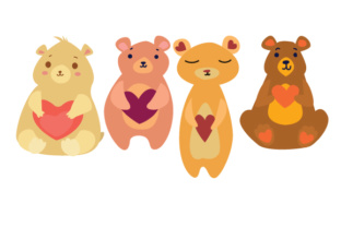 Cute Bears Holding Hearts Crafts for Love-Themed Projects