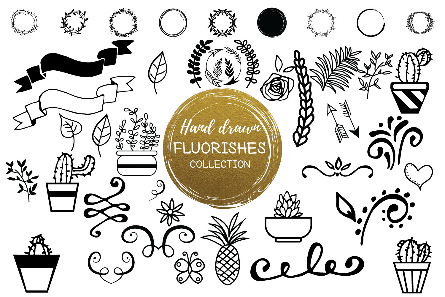 Hand Drawn Flourishes Graphics for Crafters