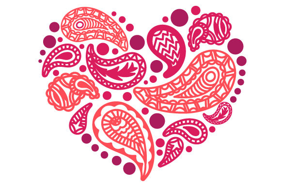 Heart Made of Paisley Patterns for Crafts