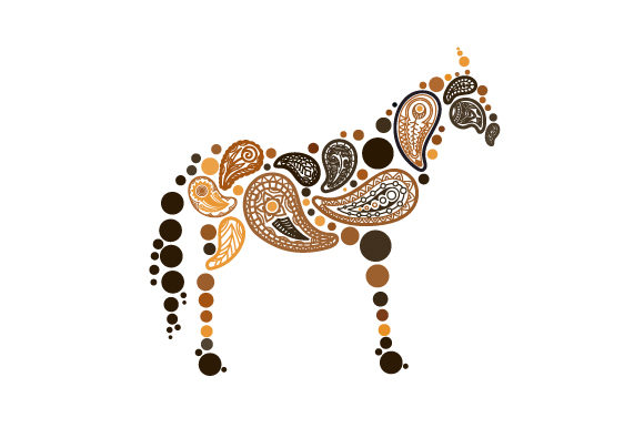Horse Made out of Paisly Patterns for Crafts and Branding