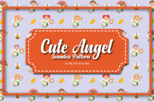 Seamless Patterns Cute Angel 12 for Graphic Design Projects