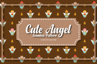 Seamless Patterns Cute Angel 16 for Local Business Graphics
